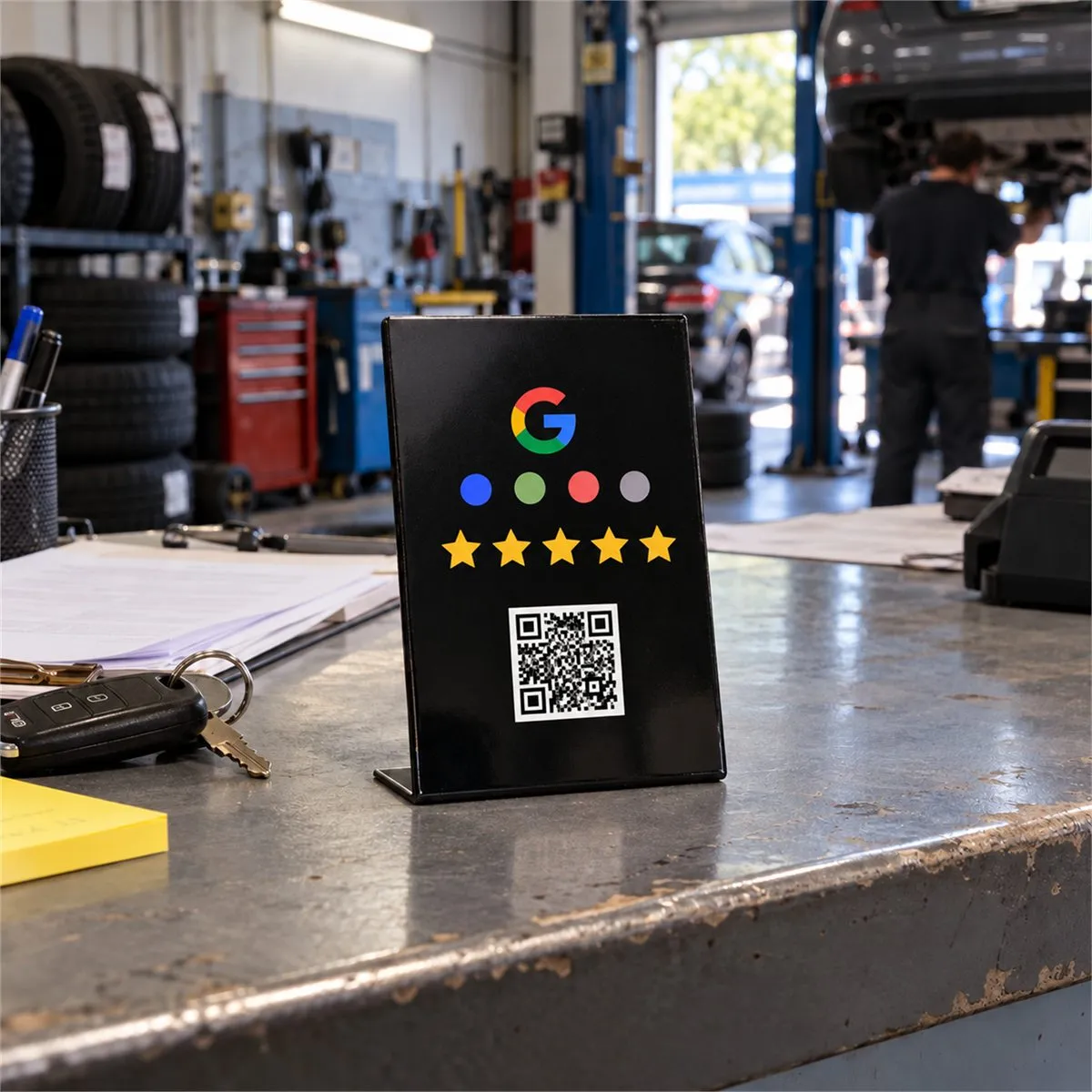 Modèle de plaque avis Google : Partagez votre avis, noir