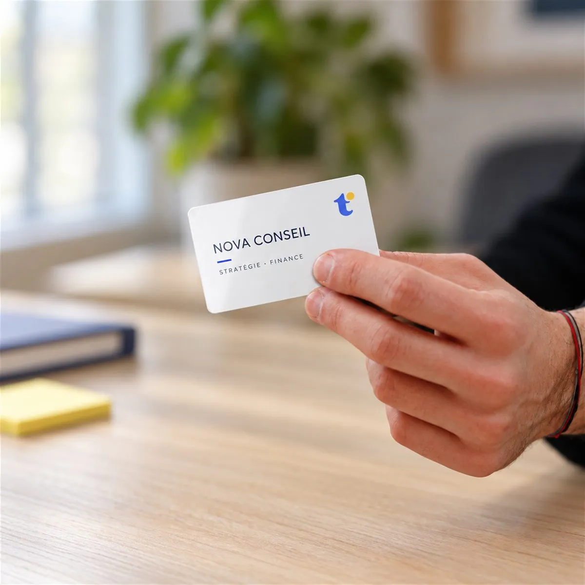Carte de visite NFC en pvc tenue en main